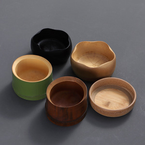 Handmade Bamboo Bowl <b>Set</b> For Snacks And <b>Tea</b> Ceremony 5Pcs Natural Wood Fruit Dessert Tray With Lid Storage Container - Product Image 3