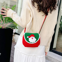Sac Tendance 2024 vente en gros nouveau fil de père noël mignon une épaule diagonale sac croisé noël sac tissé à la main