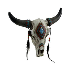 Crâne <span class=keywords><strong>de</strong></span> vache en polyrésine Nanwei, imitation sculptée à la main, pour décoration murale - Product Image 4