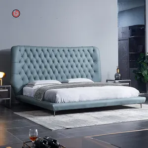 TT OEM & ODM-cama nórdica de cuero italiano de alta gama, tapizada, moderna y minimalista, king, venta al por mayor, china