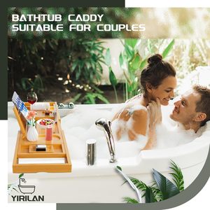 Vassoio per vasca da bagno espandibile Premium Caddy riscaldamento unico per la casa e anniversario di matrimonio nuovi regali per la casa forniture da bagno espandibili - Product Image 3