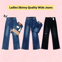 Jeans en denim extensible pour femmes JCN001 S-XL, 6,98 dollars, jeans évasés à haute élasticité, pantalons en denim décontractés pour femmes, vente en gros