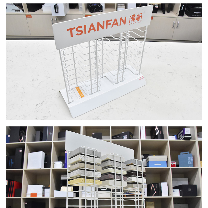 High Quality Metal Sample Quartz Tabletop Racks Granite Desktop Marble Stand Acrylic Ceramic Tile Countertop Stone Display Rack