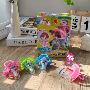 Fournisseur personnalisé Golosinas drôle bébé sucette anneau bonbons sucrés assortis <span class=keywords><strong>saveur</strong></span> de fruits mamelon jouet bonbons - Product Image 1