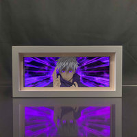 Anime LED Night Light Box Jujutsu Kaisen Satoru Gojo pour chambre d'enfant Décoration de veilleuse Lightbox Manga 3d Paper Cut Desk Lamp