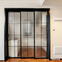 Porte coulissante en verre à 4 panneaux avec cadre en alliage d'aluminium de style rétro français, insonorisée, étanche, avec rail au sol, pour cuisine et balcon