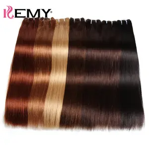 KEMY Best Quality Remy Double Drown Hair Extensions With Lace Frontal Cuticle Aligned Virgin Brazilian Human Hair Weave Bundles