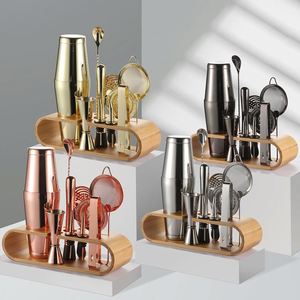 Juego de Coctelera de Acero Inoxidable con Jigger, Kit de Accesorios de <span class=keywords><strong>Bar</strong></span> de 11 Piezas con/sin Soporte de Bambú - Product Image 1