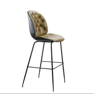 Hot Selling Cheap Chairs Black Chrome Plated Metal Legs Dining Room Chairs Pu High Kd Black Dining Chairs
