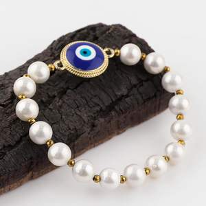 Pulsera de Perlas de Agua Dulce con Ojo Turco y Amuleto de Protección, Joyería de Energía de Chakra, Sanación, Buena Suerte, Regalo Unisex - Product Image 2