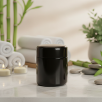 Stock 100g-1kg 4oz/6oz/8oz/10oz/18oz/36oz violet foncé pots de cachette en verre noir cosmétique avec logo personnalisé sérigraphie pour le thé