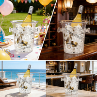 Seau à glace en acrylique transparent très populaire, résistant aux chocs, idéal pour le champagne, le vin et diverses bouteilles de boissons
