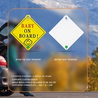 Señal de Advertencia para Auto de Prosub para Sublimación, Letrero de Aluminio en Blanco para Bebé a Bordo con Impresión Personalizada y Ventosa
