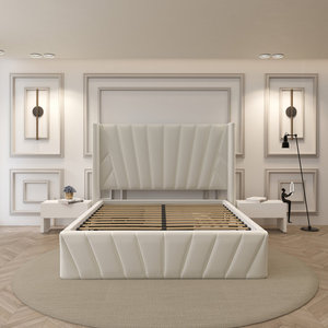 Kainice PU da cao đầu giường nền tảng cơ sở giường wingback thủy lực khí nâng gỗ đá đen Hệ thống lưu trữ khung giường - Product Image 4