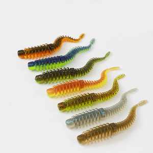 Appât souple OEM personnalisé en PVC pour la pêche en eau salée, type ver, fileté, avec aile en queue de pintail, 10 pièces, 65mm 75mm 85mm - Product Image 1