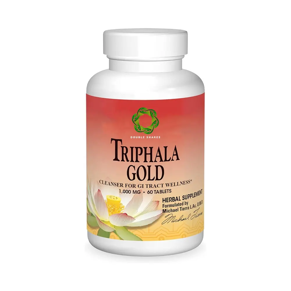 Triphala Gouden Tabletten Ayurvedisch Kruidensupplement, 1000 Mg, 60 Tabletten