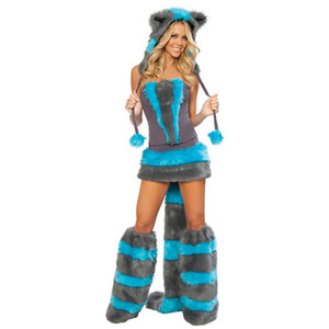 Vestito da <span class=keywords><strong>donna</strong></span> per adulti Sexy per festa in stile Cheshire per gatti vestito Cosplay in pelliccia con grande coda e <span class=keywords><strong>Costume</strong></span> da <span class=keywords><strong>gatto</strong></span> - Product Image 1