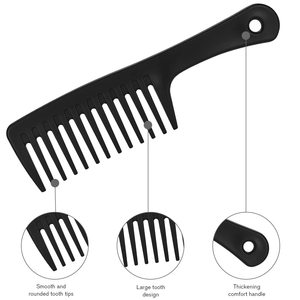 Peine de Plástico de Dientes Anchos, Tamaño Grande, Herramienta para Desenredar y Peinar el Cabello, Colores Rosa, Morado y Negro - Product Image 4