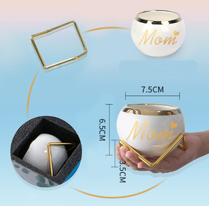 <span class=keywords><strong>Mini</strong></span> <span class=keywords><strong>pot</strong></span> de fleurs en céramique de porcelaine pour plantes succulentes, décoration de jardin intérieur/extérieur, avec support géométrique en métal doré et drainage - Product Image 3