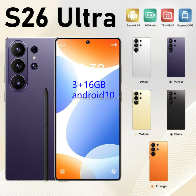 Unlocked Cheap Global Version Octa Core LTE Android Smartphone S26 Dual SIM 6.8" Screen 3GB RAM 166GB ROM