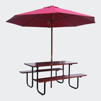 Mobilier de jardin extérieur commercial en plastique, cadre en bois et métal, table de pique-nique de camping avec banc extérieur, terrasse, table à manger pour bière en WPC