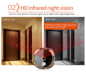 Lổ nhìn trộm máy ảnh <span class=keywords><strong>3</strong></span> <span class=keywords><strong>inch</strong></span> TFT LCD Monitor Thông Minh Kỹ thuật số Door <span class=keywords><strong>Viewer</strong></span> ảnh kỷ lục IR tầm nhìn ban đêm - Product Image 4