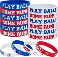 Gelang Baseball Silikon 100% Kustomisasi Pabrik, Gelang Karet Baseball untuk Hadiah dan Souvenir Pesta (24 Buah)