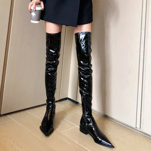 WETKISS Nave di Goccia di Affari Delle Donne di Inverno Scarpe <span class=keywords><strong>Punta</strong></span> <span class=keywords><strong>A</strong></span> <span class=keywords><strong>Punta</strong></span> Lunga Del Tubo Scarpe Sexy Fetish Coscia <span class=keywords><strong>Stivali</strong></span> Alti Sopra Il Ginocchio <span class=keywords><strong>Stivali</strong></span> - Product Image 1