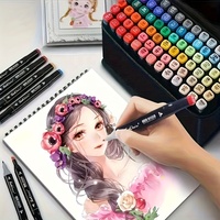 Nouveau design d'usine – Marqueur artistique permanent à double pointe, encre à base d'alcool, 48, 80 ou 120 couleurs, non toxique, avec pointes pinceau/PE