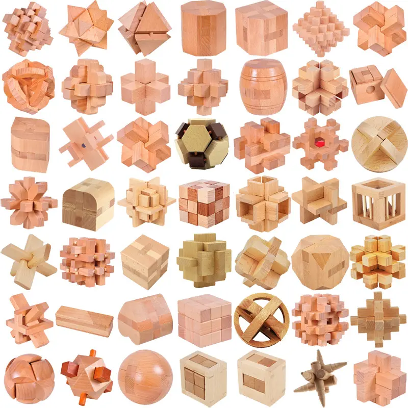 IQ Otak Teaser KongMing Lock Lu Ban Kunci 3D Kayu Interlocking Burr Permainan Puzzle Mainan untuk Anak-anak Dewasa