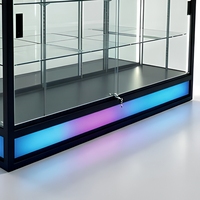 Vitrine murale en verre LED, finition noire mate, revêtement en poudre, pour centre commercial, supermarché