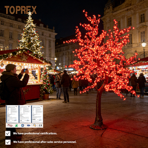 Arbre de <span class=keywords><strong>cerisier</strong></span> artificiel LED rouge incurvé de 2,5 m, décoration de Noël et de mariage en plein air, vente en gros, CE ROHS - Product Image 1