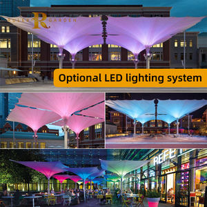 Cadre en aluminium Grand parapluie électrique rétractable avec lumières <span class=keywords><strong>LED</strong></span> Membrane anti-taches Espaces commerciaux extérieurs Auvent - Product Image 5