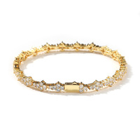 Colliers pour femmes à la mode breloques en laiton personnalisées 5A Zircon Bracelet de Tennis trèfle bijoux Hip Hop glacé CZ chaîne de Tennis