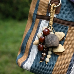 Wholesale Natural Fruit Shell Keychain Bag Charm Hand‑crafted Mini <b>Wind</b> <b>Chime</b> Bohemian Style Bag Accessory - Product Image 2
