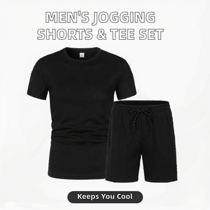 Men's Casual Breathable 80% <b>Polyester</b> Jogging <b>Short</b> Sleeve Set Running & Training Sports <b>Shorts</b> and T-Shirt 2-Piece Set - Product Image 2