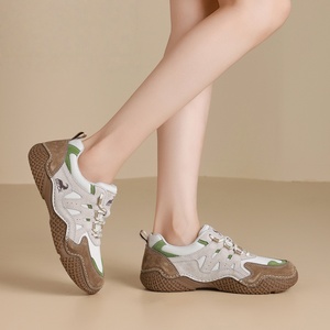 Women's New Genuine Leather Casual Anti-Slip Flat <b>Heel</b> Shoes Non-Tiring Feet Sports Lace-Up Single Shoes for Women All Seasons - Product Image 1