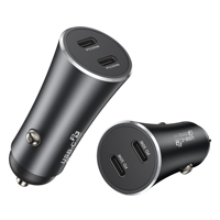 Chargeur de voiture double USB-C PD 60W, adaptateur de charge rapide PD30W+PD30W, chargeur double port DC12-24V pour voiture, camion, SUV
