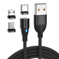 Cable USB magnético de rotación de 9 pines 360 | Cable de carga y datos universal 1M 2M 3M 3M a tipo C/Micro/iProduct 3 en 1