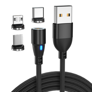 Cable USB magnético de rotación de 9 pines 360 | Cable de carga y datos universal 1M 2M 3M 3M a tipo <span class=keywords><strong>C</strong></span>/Micro/iProduct 3 en 1 - Product Image 3