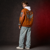 Veste en cuir pour homme Mengtu avec logo brodé personnalisé, style streetwear, haute qualité, coupe-vent, imperméable, style varsity racing
