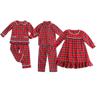 Pyjamas de Noël en Flanelle Tartan Prêts à Expédier pour Bébés Filles et Garçons, Vêtements Enfants en Gros, Ensembles Personnalisés en Dentelle