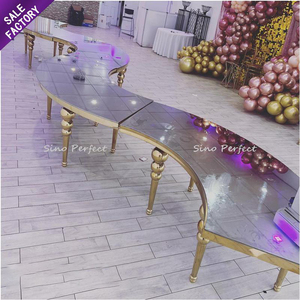 Sinoperfect Luxury S Shape Dining <b>Table</b> Party Furniture Serpentine Design Half Moon Steel <b>Table</b> Golden Wedding - Product Image 6