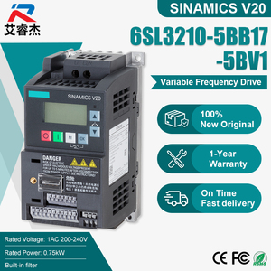 Variador de Frecuencia Original Nuevo 6SL3210-5BB17-5BV1 Siemens SINAMICS V20 Basic VFD, Convertidor de 0.75KW, 200-240VAC, Monofásico - Product Image 1