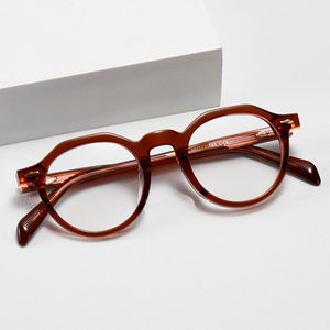 <b>Round</b> Full Rim Eyeglasses <b>Frames</b> Solid Color Brown Unisex Anti-Uv Vision Correction Adult Size 47mm - Product Image 6