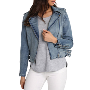 Cappotti di jeans Casual alla moda con Zip blu Casual da <span class=keywords><strong>donna</strong></span> a manica lunga giacche di jeans leggeri Crop Top 2021 - Product Image 6