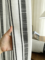 Cortinas de Ventana Personalizadas ZSTARR con Rayas Negras, Mezcla de Lino, Cortinas Modernas que Filtran la Luz para Sala de Estar, Dormitorio, Hotel, Villa