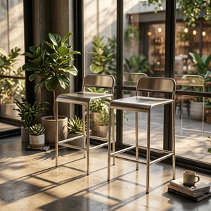<span class=keywords><strong>Tabouret</strong></span> <span class=keywords><strong>de</strong></span> <span class=keywords><strong>bar</strong></span> personnalisable en acier inoxydable, couleur naturelle, style minimaliste industriel, pour café ou comptoir <span class=keywords><strong>de</strong></span> <span class=keywords><strong>bar</strong></span>, restaurant - Product Image 4