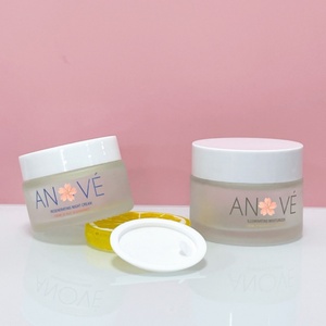 Tarros de vidrio al por mayor para exfoliante corporal, tarros cosméticos de vidrio transparente esmerilado de 50 g para crema de cuidado de la piel con tapa de plástico blanca - Product Image 2