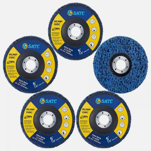 Lot de 5 disques abrasifs bleus en polypropylène de 5''x7/8'' à dureté moyenne, neufs, pour le décapage de la rouille, compatibles avec les meuleuses d'angle, support OEM - Product Image 1